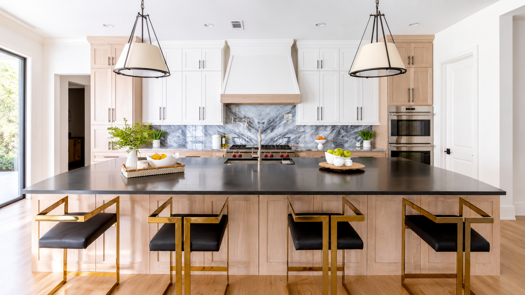 Kitchen range and cabinetry